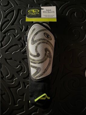 Athletic Works Black Shin Guards with Gray Strap Accents